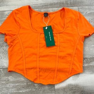 women’s neon orange cropped corset top size M